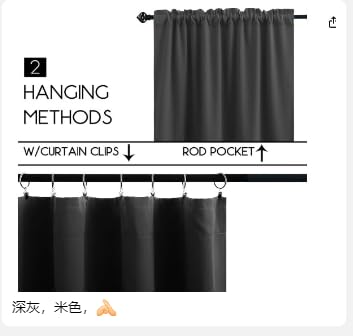 Koufall Dark Gray Short Curtains For Bedroom 2 Panels Set Blackout Curtains For Small Windows Boys Room Width 24X24 Inch Length