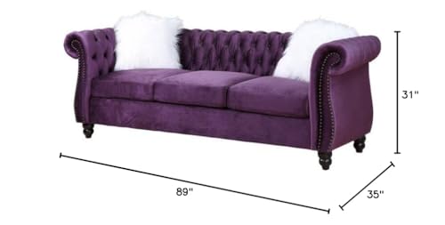 Acme Thotton Sofa with 2 Pillows in Purple Velvet