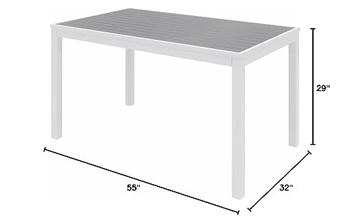 Olio Designs Series Ivy Rectangle Patio Table, Grey/White