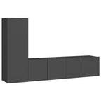 vidaXL TV Cabinet Set 3 Piece Home Living Room Furniture TV Stand HiFi Stereo Cabinet Media Unit Entertainment Center Gray Engineered Wood