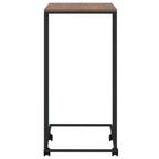 vidaXL Black Side Table with Wheels, C-Shaped Engineered Wood and Iron Frame, Ideal as Coffee Table, Sofa Table, Bedside Shelf