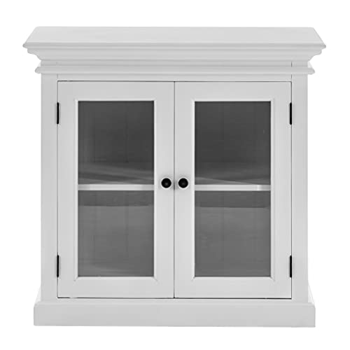 HomeRoots Mahogany, Medium-Density Fibreboard (MDF) Modern Farm White Glass Door Accent Cabinet