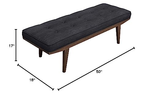 Coaster Furniture Mid Century Modern Solid Wood Entryway Accent Bench Upholstered Tufted Seat Cushion Gray Fabric Oak Finish 910213