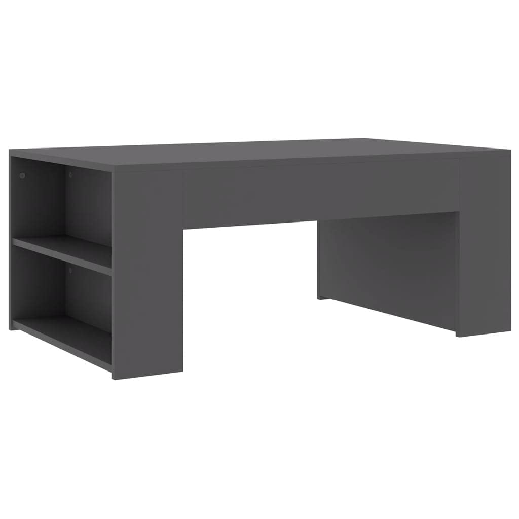 vidaXL Scandinavian Style Low Table | Rectangular Coffee Table with Storage Shelves | Gray Engineered Wood | 39.4x23.6x16.5 Dimensions.