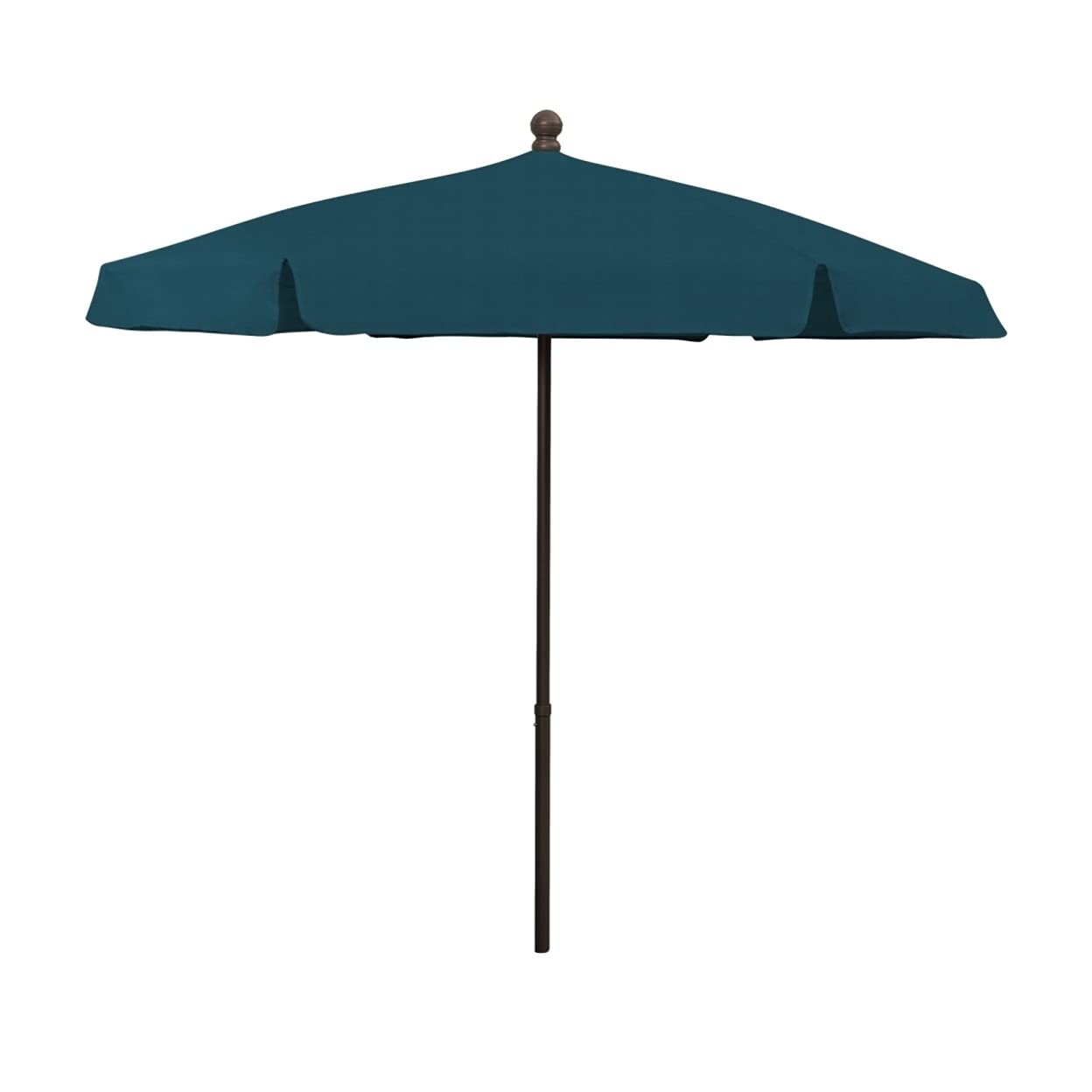 Fiberbuilt 7.5' Hex Garden Patio Umbrella 6 Rib Push Up Champagne Bronze with Teal Vinyl Coated Weave Canopy