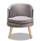 Baxton Studio Baptiste Glam and Luxe Grey Velvet Fabric Upholstered and Gold Finished Wood Accent Chair