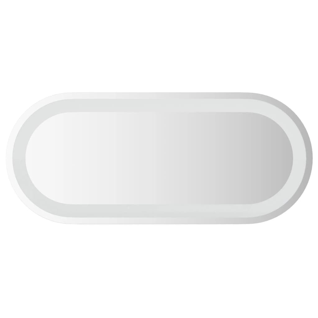 vidaXL LED Oval Bathroom Mirror - 27.6&quot;x11.8&quot;, Wall-Mounted, Glass, IP65 Waterproof, with USB Interface and Easy Installation Hooks