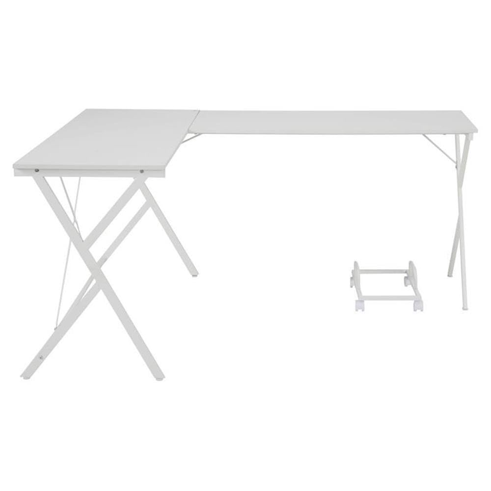 Acme Demas Wooden Top L-Shaped Computer Desk with Computer Holder in White
