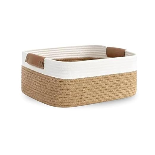 Sj Creation Jute Cotton Storage Gift Basket, Rectangle Case For Closet, Packing, Wedding Organizer Box Jute Basket Handwoven Eco