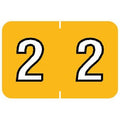 Tabbies Barkley Nbkm Compatible 91600 Series Numeric Labels, Yellow '2', 1   H X 1-1/2   W Label Size, Filing Color Code Syste