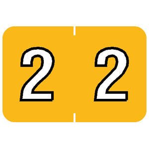 Tabbies Barkley Nbkm Compatible 91600 Series Numeric Labels, Yellow '2', 1   H X 1-1/2   W Label Size, Filing Color Code Syste