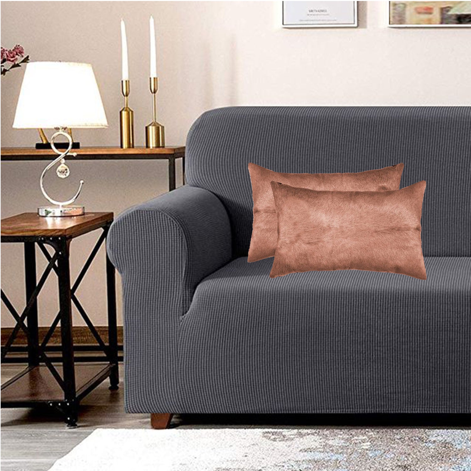 HomeRoots Cowhide, Microsuede, Polyfill 12' x 20' x 5' Brown Cowhide Pillow 2 Pack
