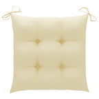 vidaXL Patio Teak Wood Chairs - 4 pcs Outdoor Furniture Set with Cream White Cushions, Stackable, Ideal for Home, Office, Bars and Cafes