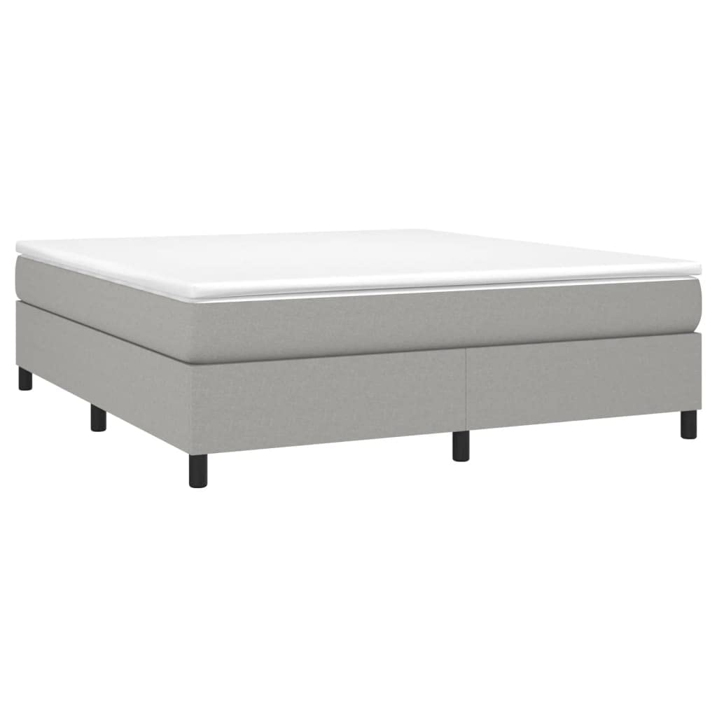 vidaXL King Size Box Spring Bed Frame in Light Gray - Fabric, Plywood, and Engineered Wood Construction Mattress Compatibility - 76&quot;x79.9&quot;