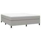 vidaXL King Size Box Spring Bed Frame in Light Gray - Fabric, Plywood, and Engineered Wood Construction Mattress Compatibility - 76"x79.9"