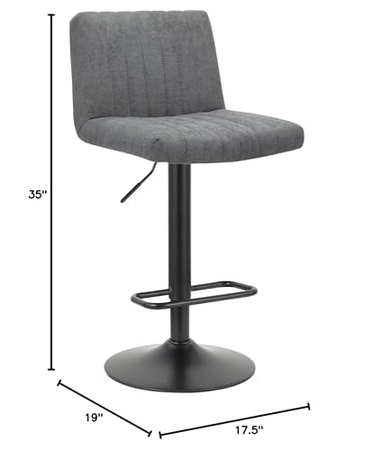 Neos Modern Furniture Adjustable (35"-43.6") Gray Fabric Stool with Metal Leg, Set of 2