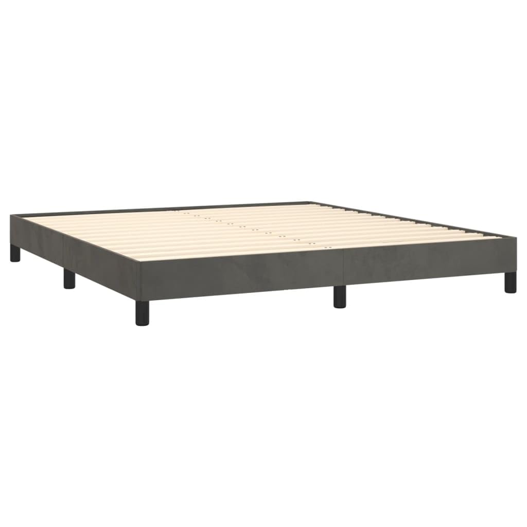 vidaXL Modern Velvet Box Spring Bed Frame California King Size, Dark Gray – for Comfortable and Restful Sleep, Easy Assembly, Durable Construction
