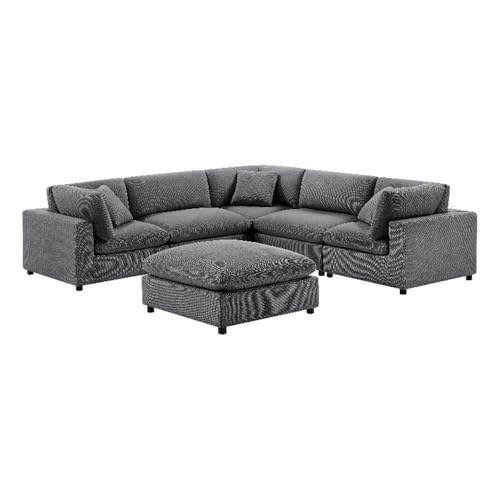 Comfort Pointe Casella Modular Charcoal Polyester Fabric 6-Piece Sectional