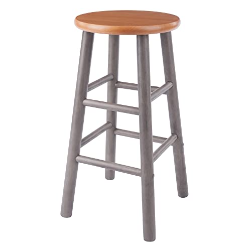 Ergode Wood Element Counter Stool Set | Oyster Gray | 2-Pc Set | Solid Wood | 220lbs Weight Capacity | Stable & Stylish | Multiple Finishes (36624-VV)