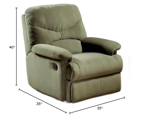HomeRoots 35&quot; X 35&quot; X 40&quot; Sage Microfiber Recliner (Motion)