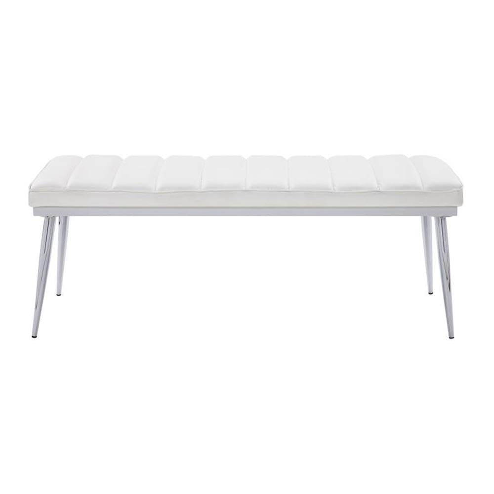 Acme Weizor Bench in White PU & Chrome