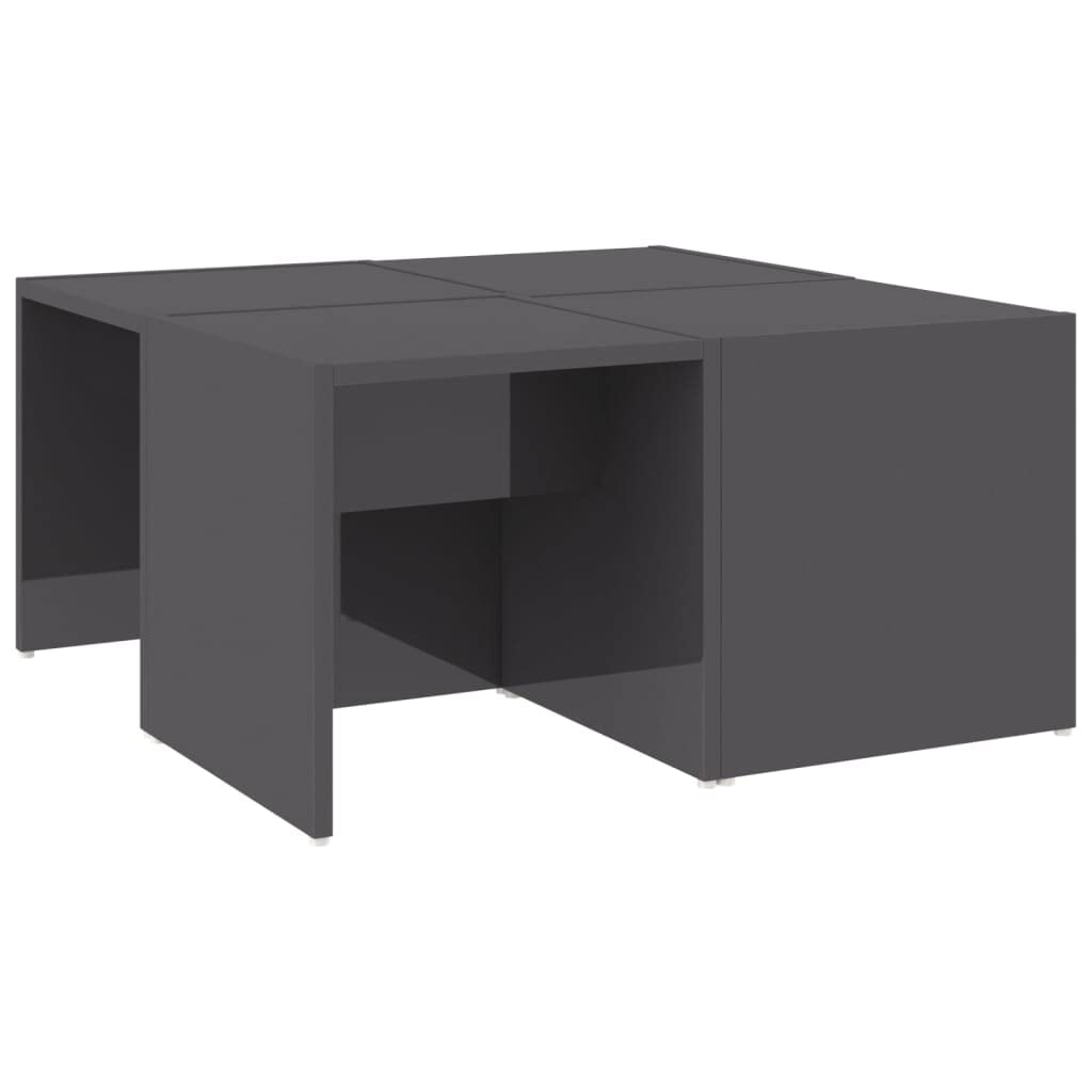 vidaXL Coffee Tables 4 pcs High Gloss Gray 13"x13"x13" Engineered Wood