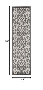 HomeRoots Grey/Charcoal 100% Polypropylene 2’ x 8’ Gray and Charcoal Indoor Outdoor Runner Rug
