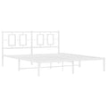 vidaXL Elegant White Steel Double Bed Frame - Powder-Coated Metal with Headboard, Metal Slats & Under-Bed Storage Space - Bedroom Furniture (59.1x78.7)