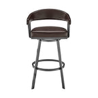 HomeRoots 26' Mod Chocolate Faux Leather Java Brown Finish Swivel Bar Stool