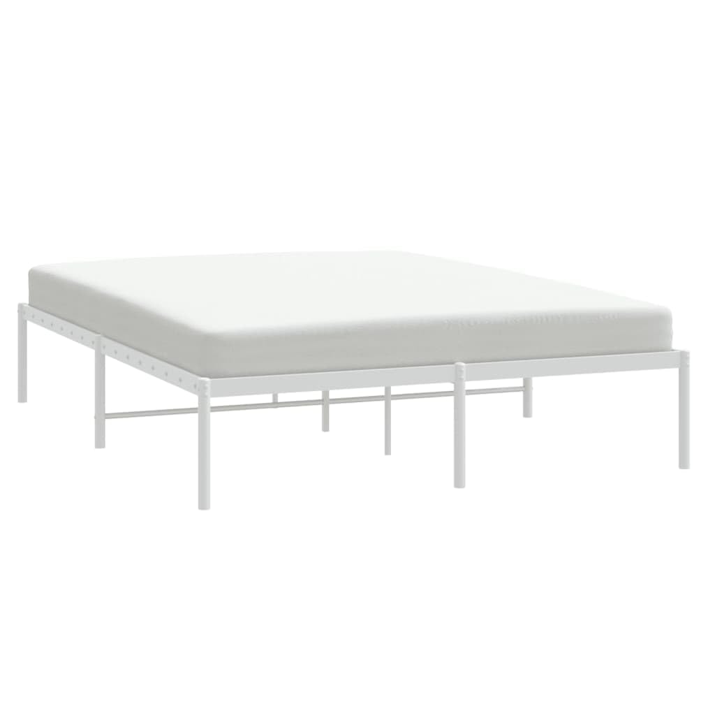 vidaXL Sturdy Metal Bed Frame Double Bed Size 59.1&quot;x78.7&quot; - White - Powder-Coated Steel Construction with Additional Underneath Storage Space