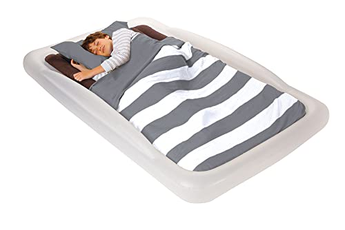 The Shrunks Sleepover Travel Bed Portable Inflatable Air Mattress Bed For Familes For Travel Or Home Use, White, Twin Size 78 By