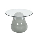 vidaXL Coffee Table with Oval Glass Top and High Gloss Base | Gray Modern Stand for Living Room | Contemporary Floating Safety Glass Top Table | Stylish Bedroom Nightstand
