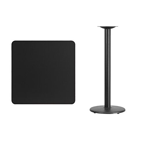 Flash Furniture Stiles 30'' Square Black Laminate Table Top With 18'' Round Bar Height Table Base