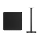 Flash Furniture Stiles 30'' Square Black Laminate Table Top With 18'' Round Bar Height Table Base