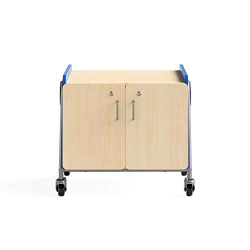 Safco Products Whiffle Typical 13, Double Column 4-Tote 2-Shelf Doored Rolling Storage Cart w Magnetic Dry-Erase Back, Electric Blue, 27 1/4&quot; H(Electric Blue)