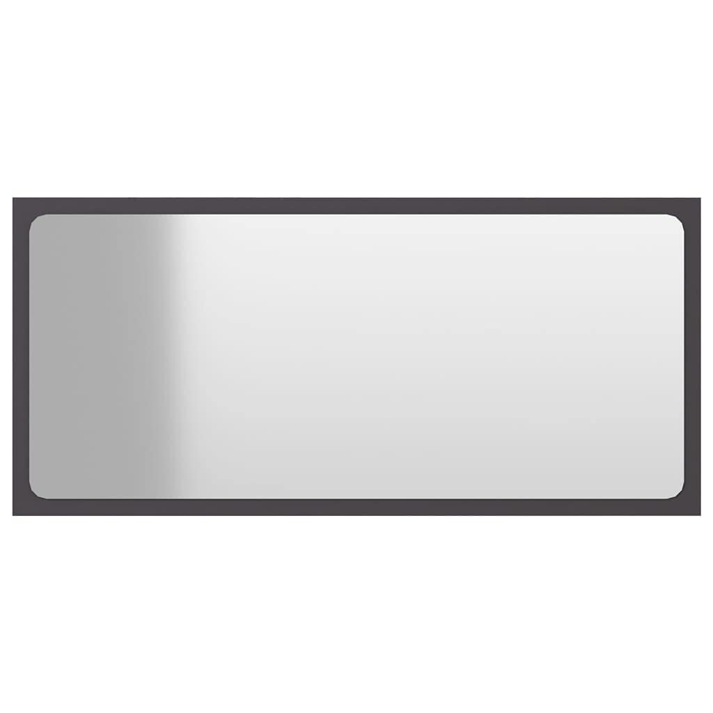 vidaXL Engineered Wood Bathroom Mirror - Gray, Acrylic - Modern Aesthetic, Durable, Easy to Clean, Wall Mounted, Assembly Required