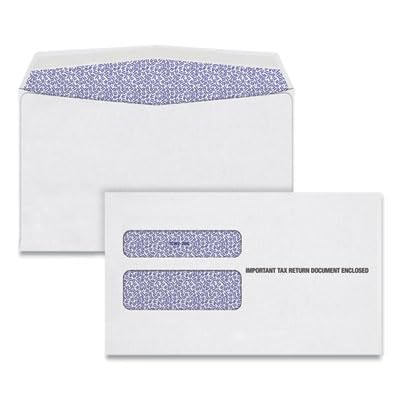 Tops W-2 Laser Double Window Envelope, Commercial Flap, Gummed Closure, 5.63 X 9, White, 24/Pack