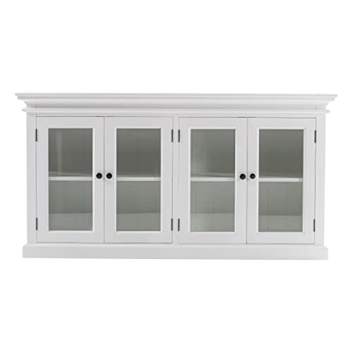 HomeRoots Wood Modern Farm White Glass Door Buffet Server