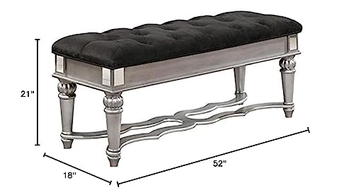 Black Velvet Beside Bench with Tufted Seats - Thumbnail 2
