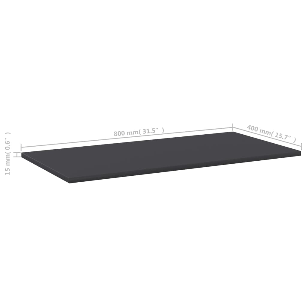 vidaXL Gray Bookshelf Boards | Set of 4 | Engineered Wood | Modern Home Storage Solution | Easy to Install and Clean | 31.5&quot;x15.7&quot;x0.6&quot;