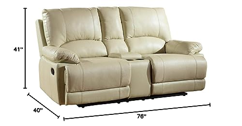 HomeRoots 41" Stylish Beige Leather Console Loveseat