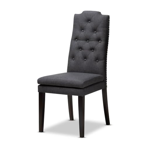 Baxton Studio Dylin Modern and Contemporary Dark Grey Fabric Upholstered and Dark Brown Finished Wood 7-Piece Dining Set