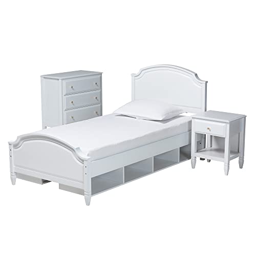 Baxton Studio Elise Bedroom Set, Twin, White/Gold