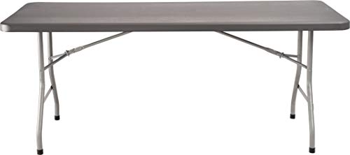 National Public Seating 30&quot; X 72&quot; Plastic Folding Table - Adjustable, Heavy-Duty, Portable, Indoor/Outdoor Table For Office, Camping, Events & Parties – Scratch & Heat Resistant, Charcoal Gray