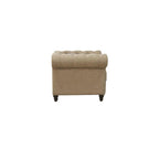 Acme Aurelia Nail-Head Trim Tufted Chair with 1 Pillow in Beige Linen