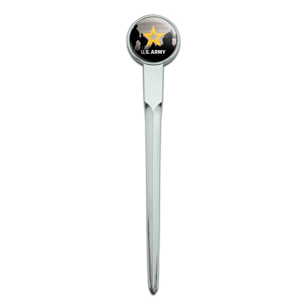 U.S. Army Logo With Soldier Silhouettes Classic Chrome Plated Metal Envelope Letter Opener Slitter