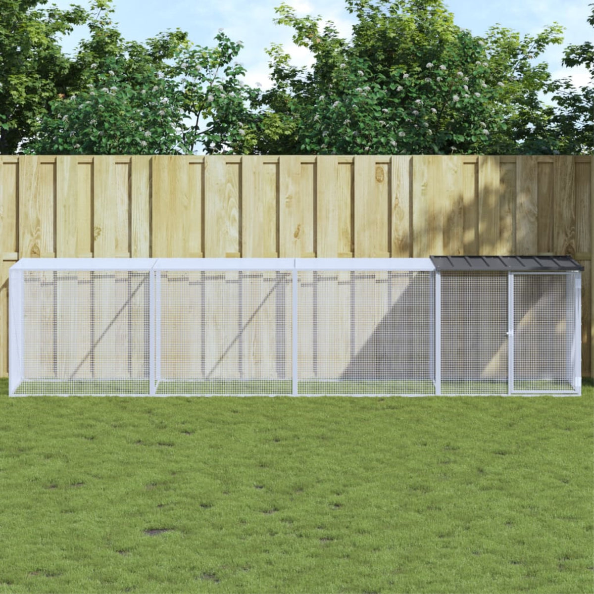vidaXL Chicken Cage with Roof Anthracite 158.7''x38.6''x35.4'' Galvanized Steel