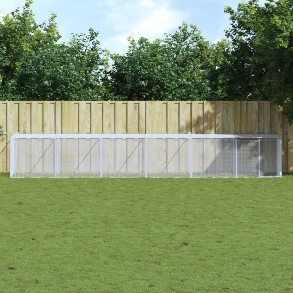 vidaXL Chicken Cage with Roof Light Gray 237.4''x38.6''x35.4'' Galvanized Steel