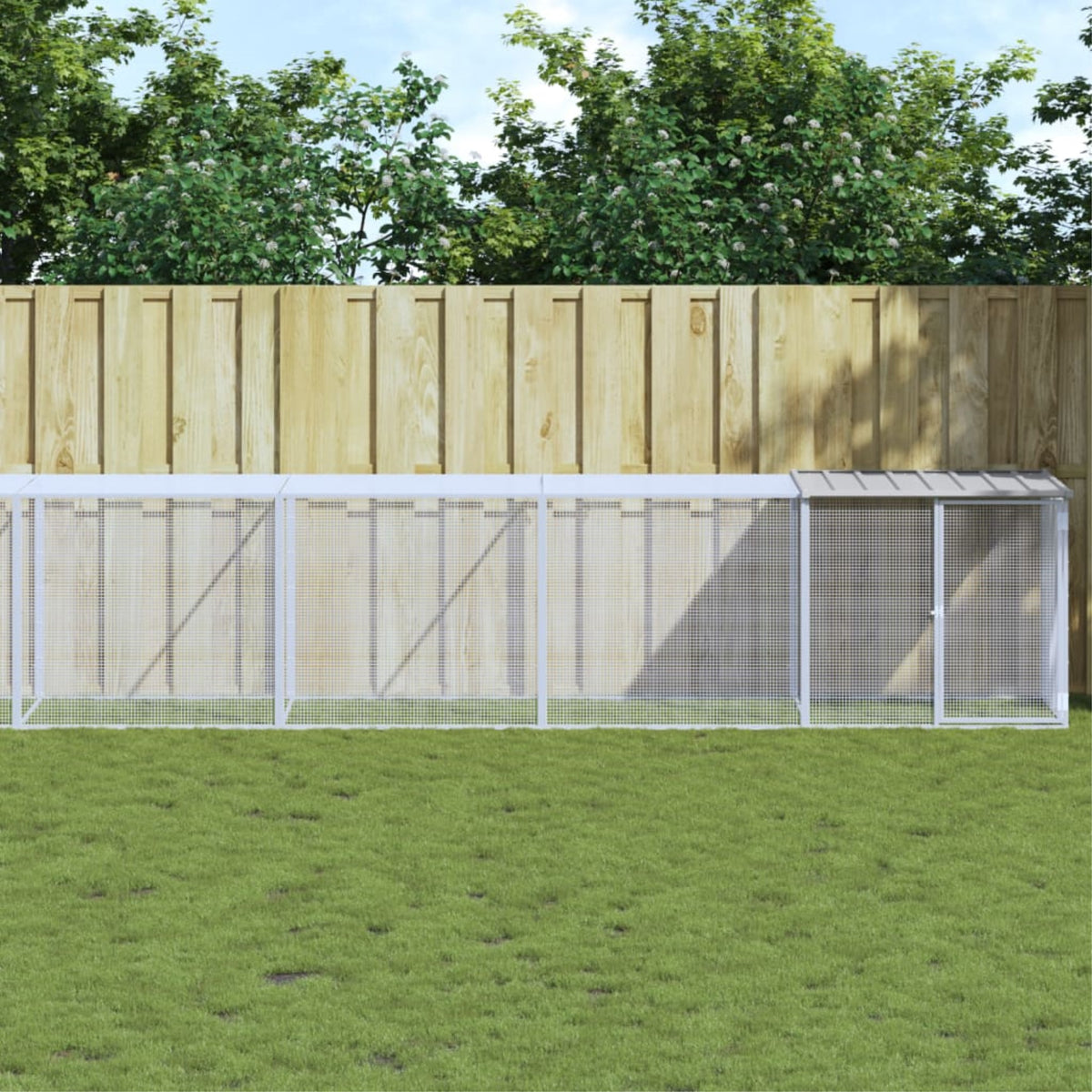 vidaXL Chicken Cage with Roof Light Gray 316.1''x38.6''x35.4'' Galvanized Steel