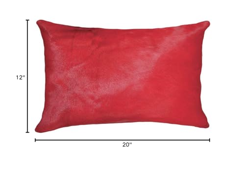 HomeRoots Cowhide Pillow 12X20 - Firecracker